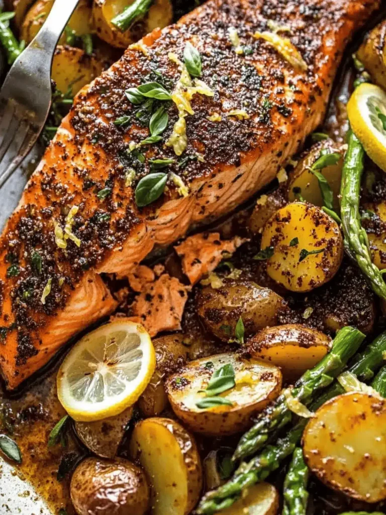 Lemon Brown Butter Salmon with Potatoes and Parmesan Asparagus